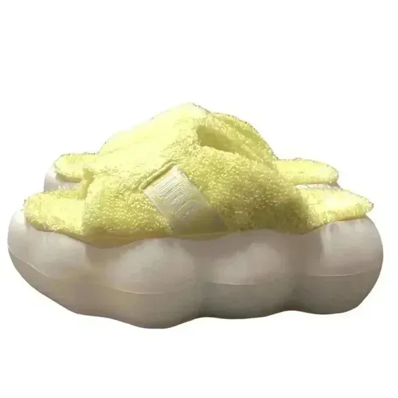 Ugg Sugarcloud Womens 9 Slide Platform Sandals Yellow Terry Slippers Shoes NEW