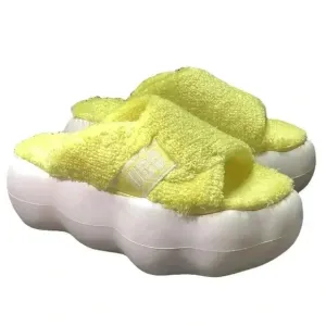 Ugg Sugarcloud Womens 9 Slide Platform Sandals Yellow Terry Slippers Shoes NEW
