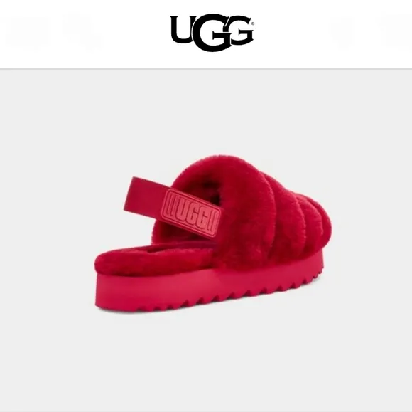 UGG Super Fluff Slippers Ribbon Red