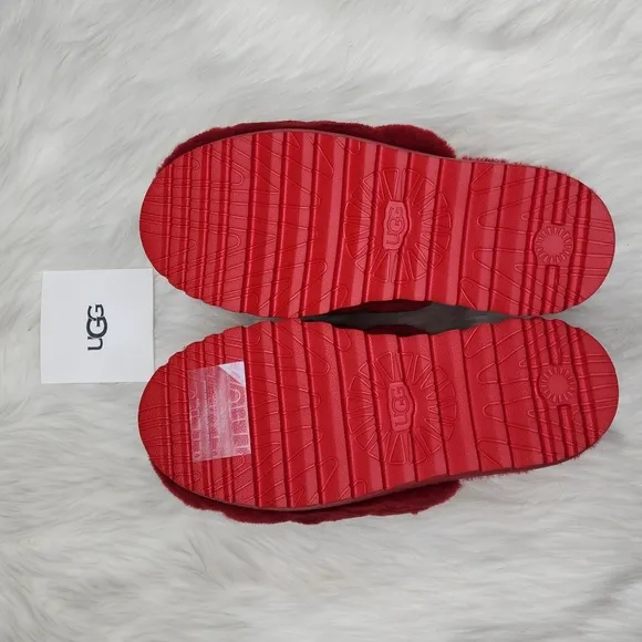 UGG Super Fluff Slippers Ribbon Red