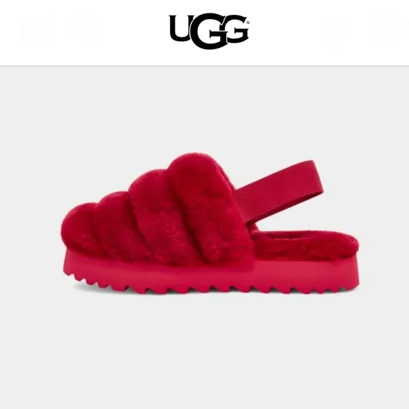 UGG Super Fluff Slippers Ribbon Red