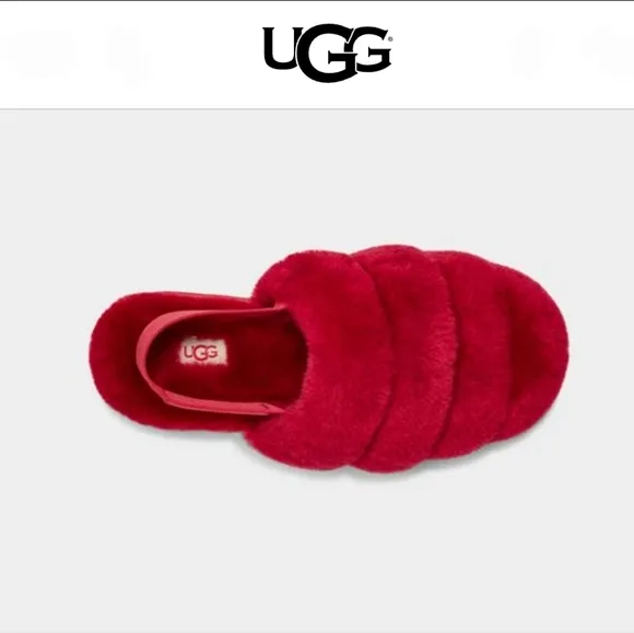 UGG Super Fluff Slippers Ribbon Red