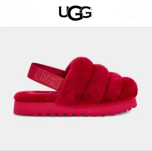 UGG Super Fluff Slippers Ribbon Red