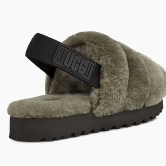 UGG Super Fluff Shearling Fur Slippers!  Back Strap NEW!
