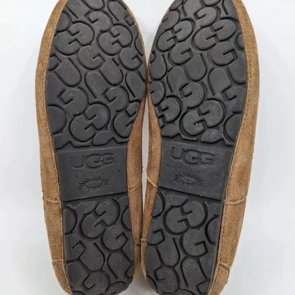 Ugg Sz 8 Alder Tan Suede Faux Shearling Lined Slippers