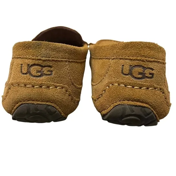 Ugg Sz 8 Alder Tan Suede Faux Shearling Lined Slippers