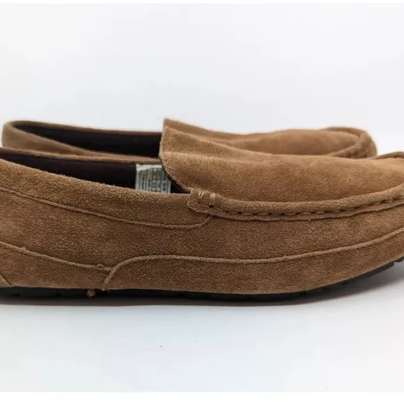 Ugg Sz 8 Alder Tan Suede Faux Shearling Lined Slippers