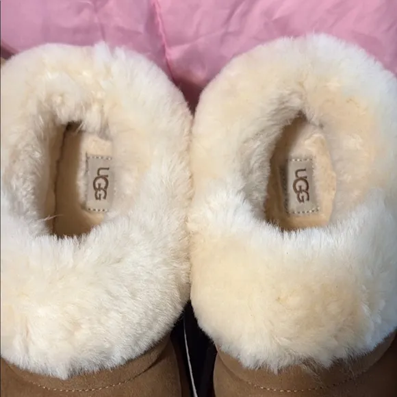 UGG Tan and Cream Slippers with Plush Lining
