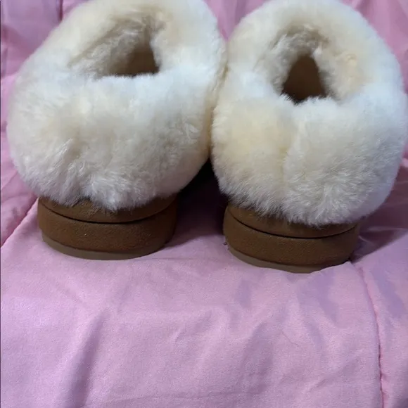UGG Tan and Cream Slippers with Plush Lining
