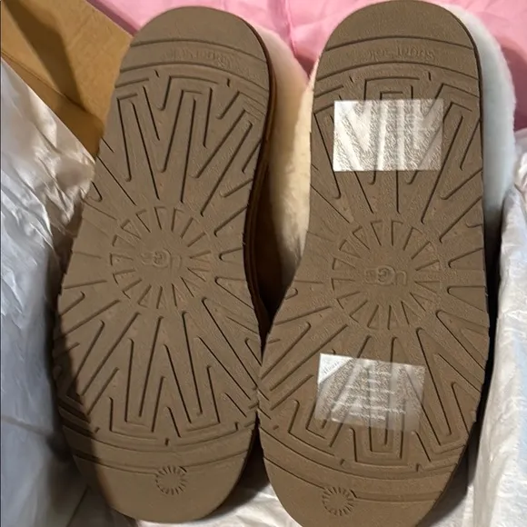 UGG Tan and Cream Slippers with Plush Lining