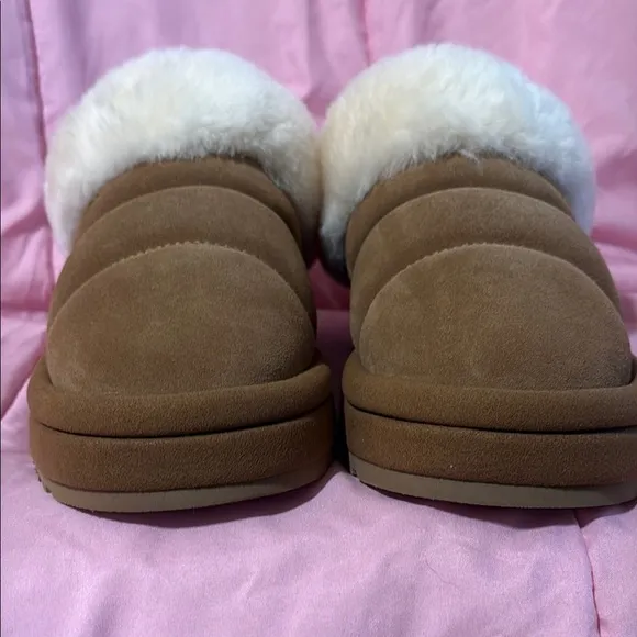 UGG Tan and Cream Slippers with Plush Lining