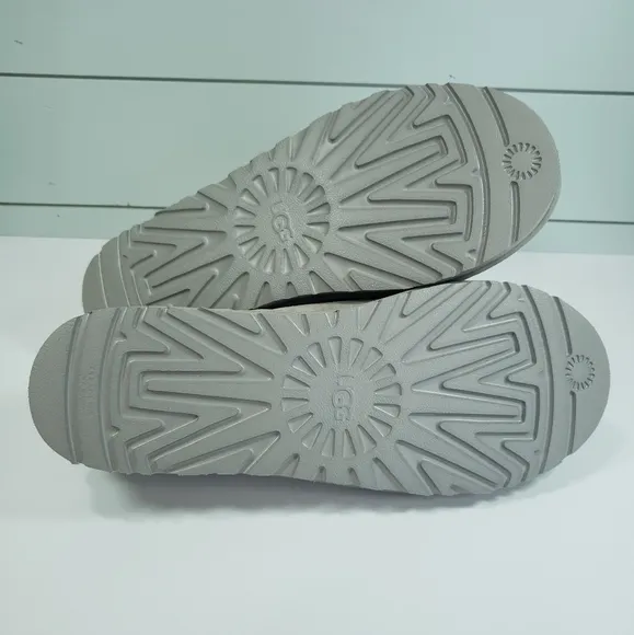 UGG Tasman Graphic Shadow Logo Pumice Soft Cozy Comfy Wool Fur Slippers Sz 13