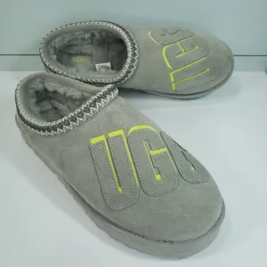 UGG Tasman Graphic Shadow Logo Pumice Soft Cozy Comfy Wool Fur Slippers Sz 13