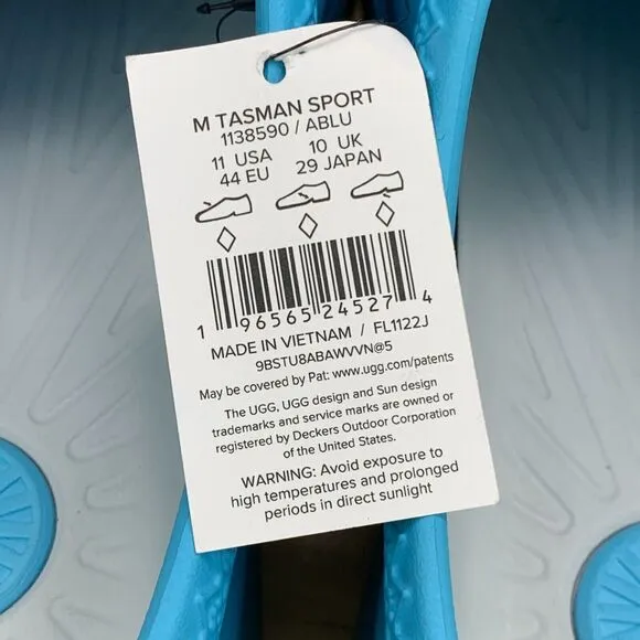 UGG Tasman Sport Mens Size 11 Shoes Slip On Clogs Slippers Blue Cushioned NEW