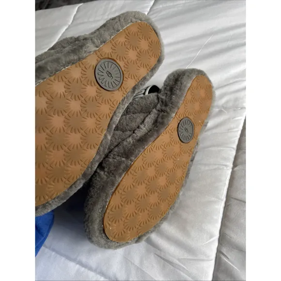 UGG W Fluff Yeah Slide Slippers Sandals Shoes Women's Charcoal SIZE 7, NEW