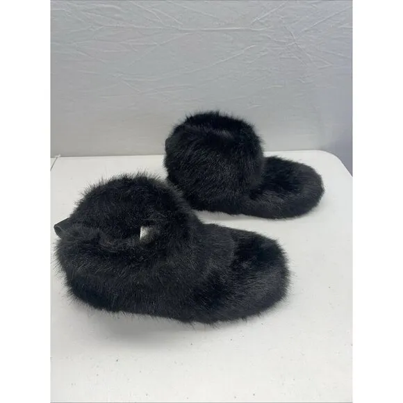 UGG  Womens Black Amary Faux Fur Slipper Bootie Size US 8 EU 39
