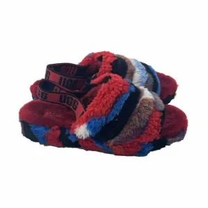 Ugg Womens Fluff Yeah Slide Cali Collage Red Slingback Slippers Sz 9