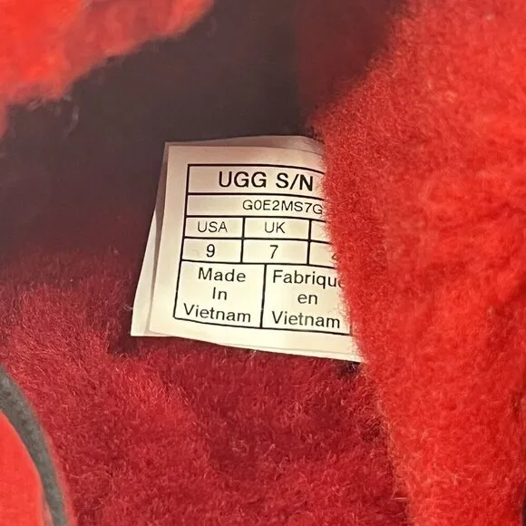 Ugg Womens Fluff Yeah Slide Cali Collage Red Slingback Slippers Sz 9