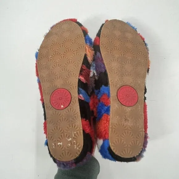 Ugg Womens Fluff Yeah Slide Cali Collage Red Slingback Slippers Sz 9