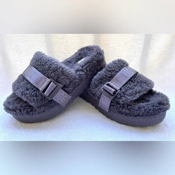 UGG Women's Fluffita Flatform Slippers - Grey - 9