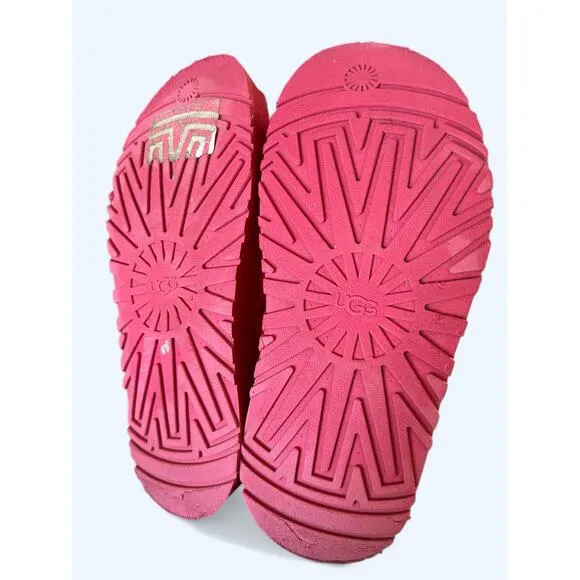 UGG Women's Furry Shearling Disco Slide Slippers Hibiscus Pink size 7 M Cozycore