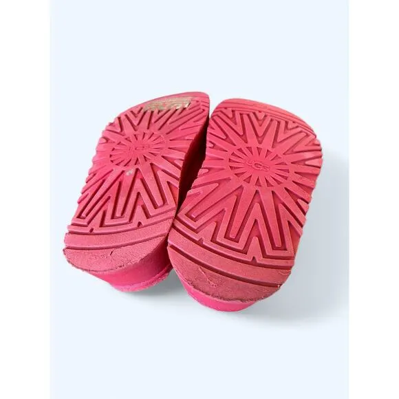UGG Women's Furry Shearling Disco Slide Slippers Hibiscus Pink size 7 M Cozycore