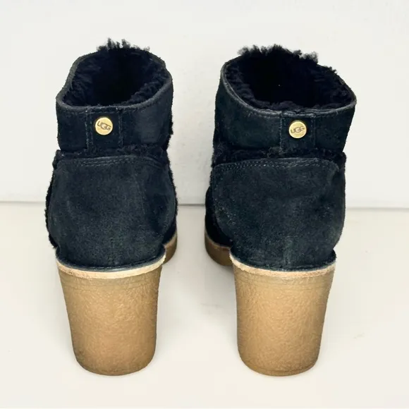 UGG Women's Kasen Suede Booties Black Block Heel Size 5.5