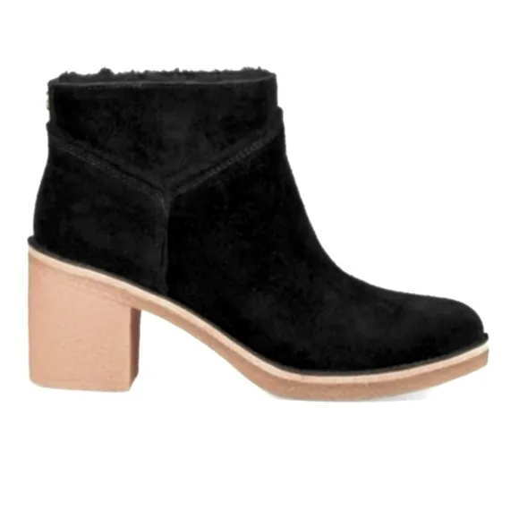 UGG Women's Kasen Suede Booties Black Block Heel Size 5.5