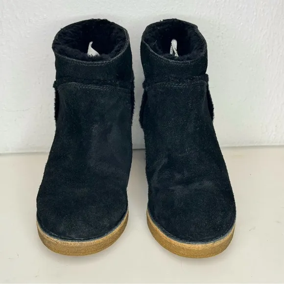 UGG Women's Kasen Suede Booties Black Block Heel Size 5.5