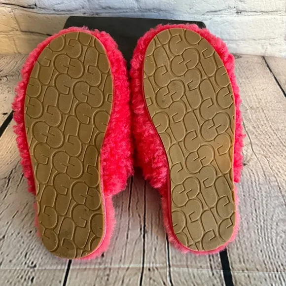 UGG Women's Pink Glow Maxi Curly Slide Slipper Sz 7