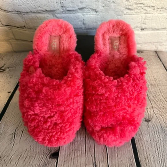 UGG Women's Pink Glow Maxi Curly Slide Slipper Sz 7