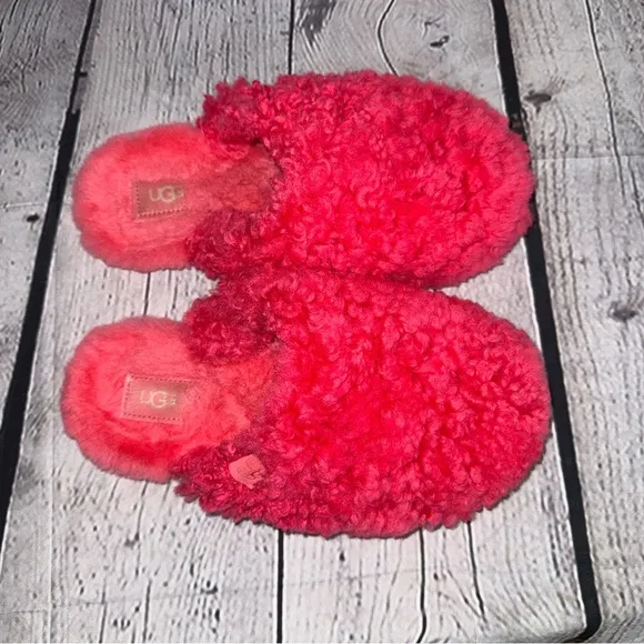 UGG Women's Pink Glow Maxi Curly Slide Slipper Sz 7
