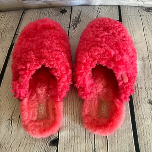 UGG Women's Pink Glow Maxi Curly Slide Slipper Sz 7