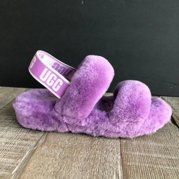 UGG Women's Purple Oh Yeah Slide wool fur slippers  Size 7