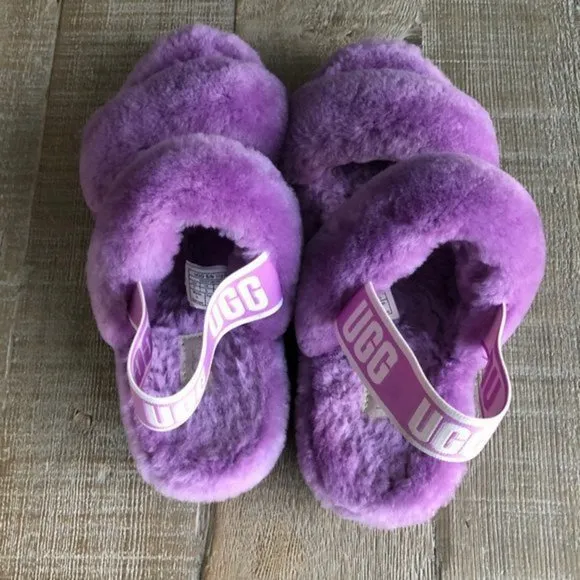 UGG Women's Purple Oh Yeah Slide wool fur slippers  Size 7