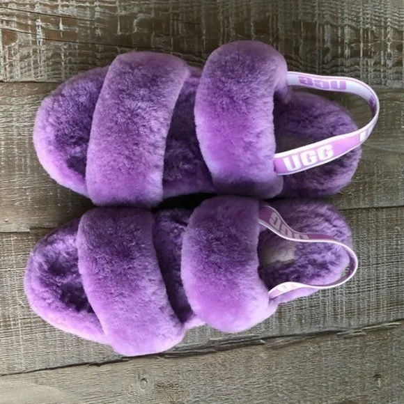 UGG Women's Purple Oh Yeah Slide wool fur slippers  Size 7