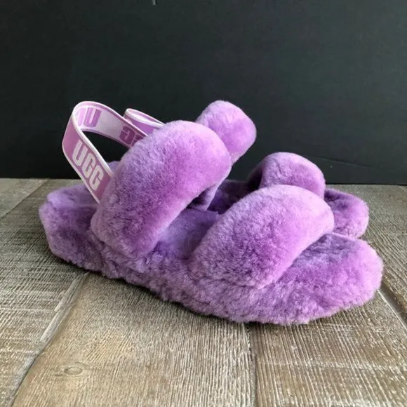 UGG Women's Purple Oh Yeah Slide wool fur slippers  Size 7