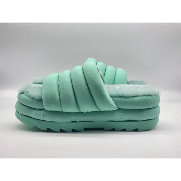 Ugg Womens Maxi Slide Pale Emerald Puff Sandals Slippers Size 8