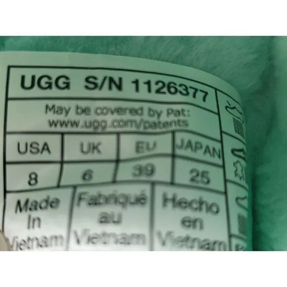 Ugg Womens Maxi Slide Pale Emerald Puff Sandals Slippers Size 8