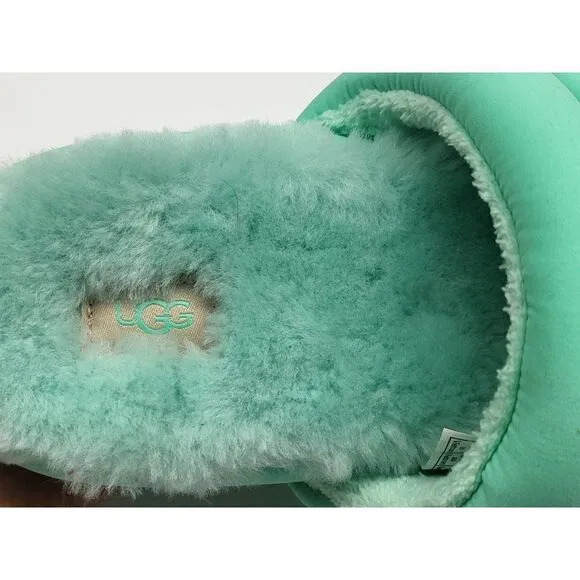Ugg Womens Maxi Slide Pale Emerald Puff Sandals Slippers Size 8