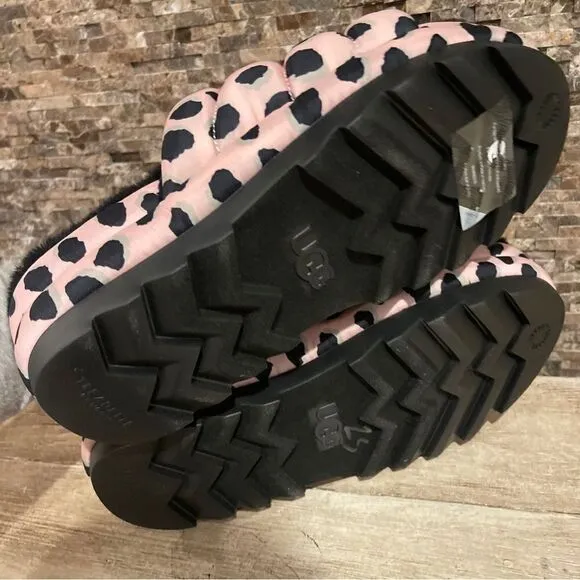 UGG Womens Maxi Slide Cheetah Print Slippers Pink Scallop 1127074 New