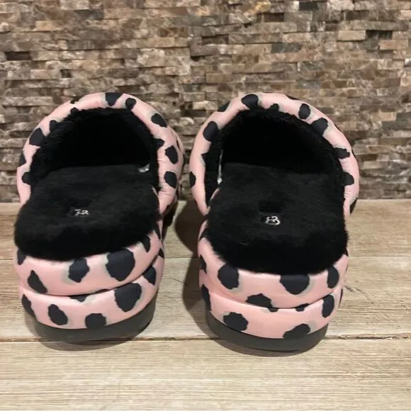 UGG Womens Maxi Slide Cheetah Print Slippers Pink Scallop 1127074 New