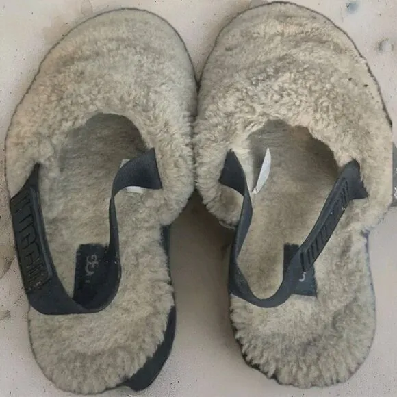 UGG BURNT OLIVE SLIDE SHEEPSKIN SLIPPERS, WOMEN US 9/ EUR  40