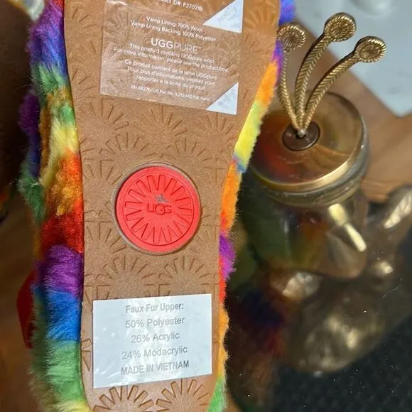 UGG Fluff Yeah slide slippers in rainbow