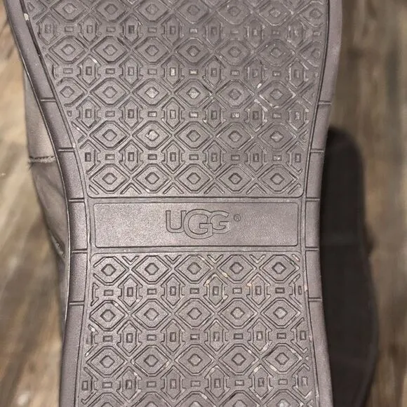 UGG leather upper  lace up mens shoes faux fur inside size 15.