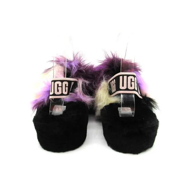 Ugg's Womens Magnolia Purple Fluff Yeah Tie Dye Slippers Sz 9