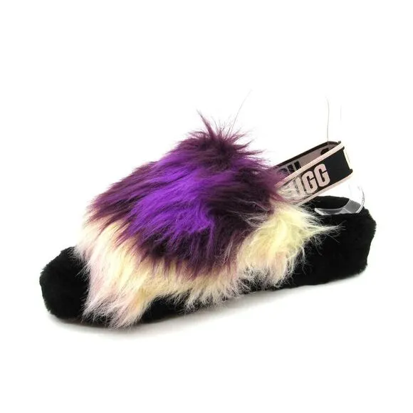 Ugg's Womens Magnolia Purple Fluff Yeah Tie Dye Slippers Sz 9