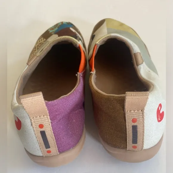 UIN “African Beauty” Painted Art Canvas Slip-On Travel Shoes size 8.5