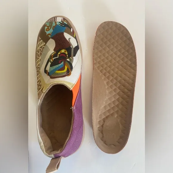 UIN “African Beauty” Painted Art Canvas Slip-On Travel Shoes size 8.5