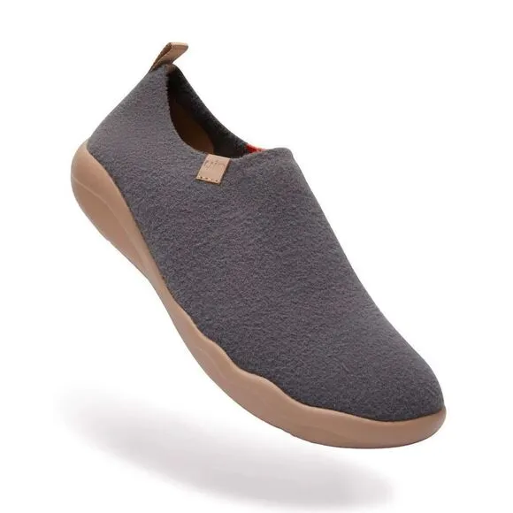 UIN Men's Travel Walking Shoes Slip On Casual Sneaker (DIMGRAY KNITTED WOOL)
